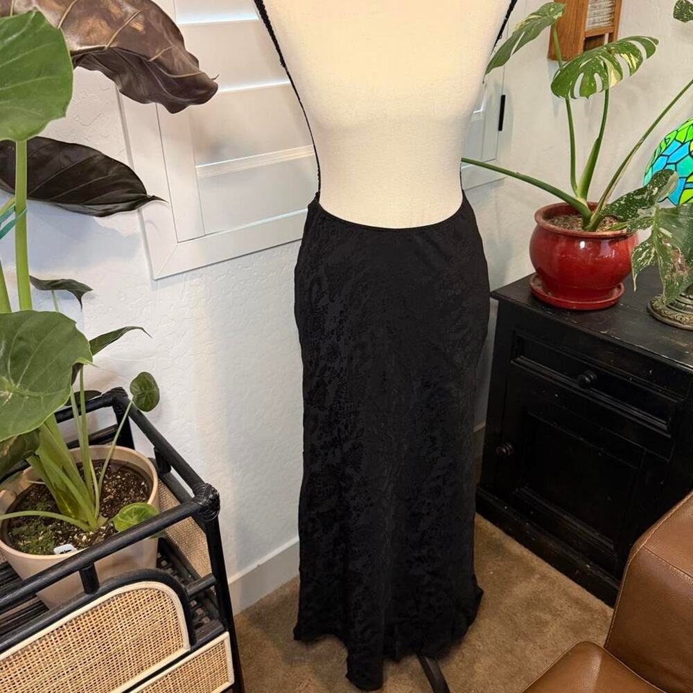 Vintage 90s DKNY Black Floral Jacquard Maxi Skirt Whimsigoth